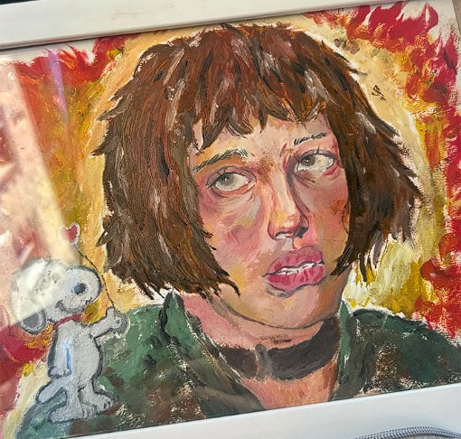 Portrait study — mixed media, warm palette