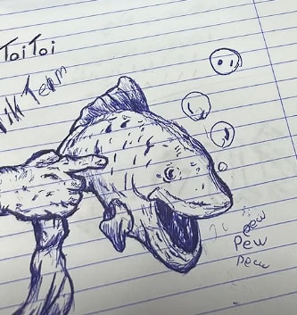 Creature doodle — ballpoint pen